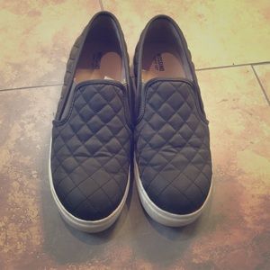 Army green slip on sneakers